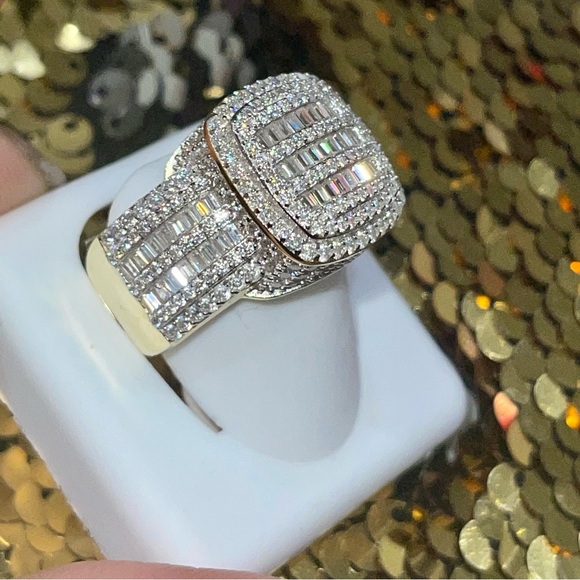 Men's Iced Out GRA Certified Diamond Ring VVS 14k White Gold Vermeil Moissanite - Picture 7 of 10